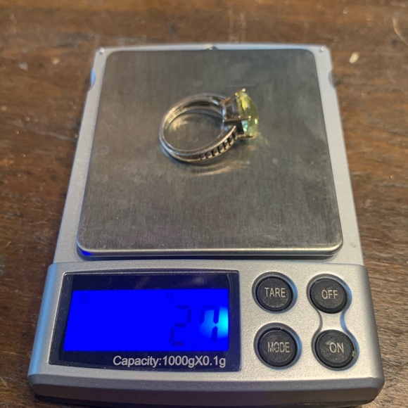 CUSHION CUT YELLOW FACETED GEM STERLING AND 14 KARAT GOLD COCKTAIL RING … - Picture 7 of 13